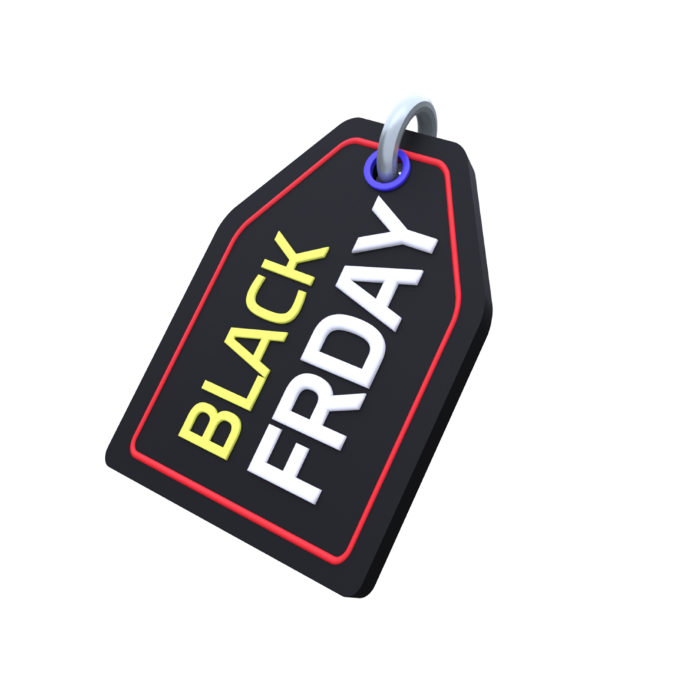 Unique Black friday price tag 3D rendering icon illustration simple.Realistic illustration. png