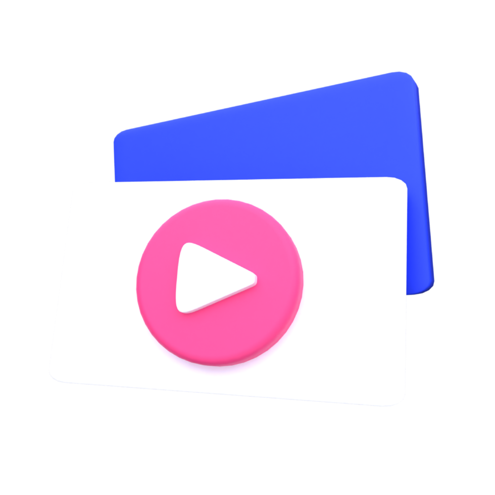 Unique Social media play button 3D rendering icon illustration simple.Realistic illustration. png