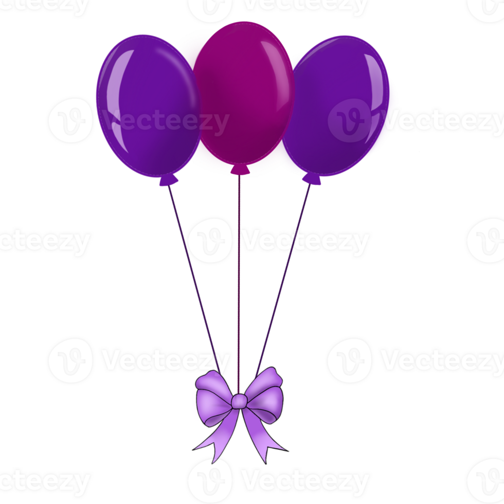 Three Purple Balloons with Bow png