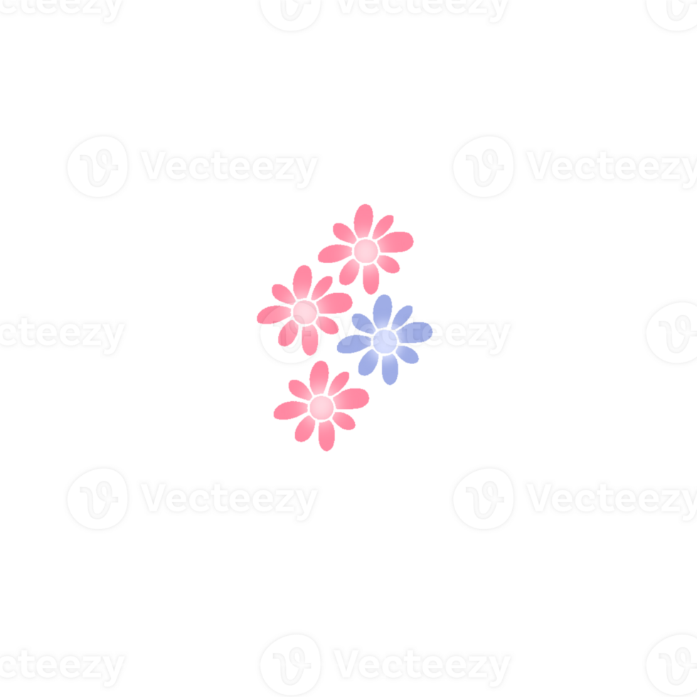 Simple Pink and Purple Flower Pattern PNG on Translucent Background