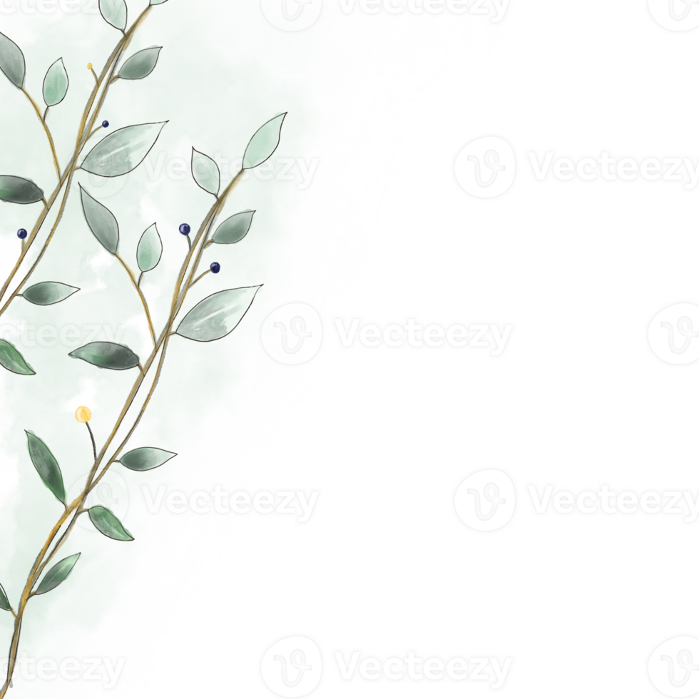 Watercolor Greenery Corner Branches png