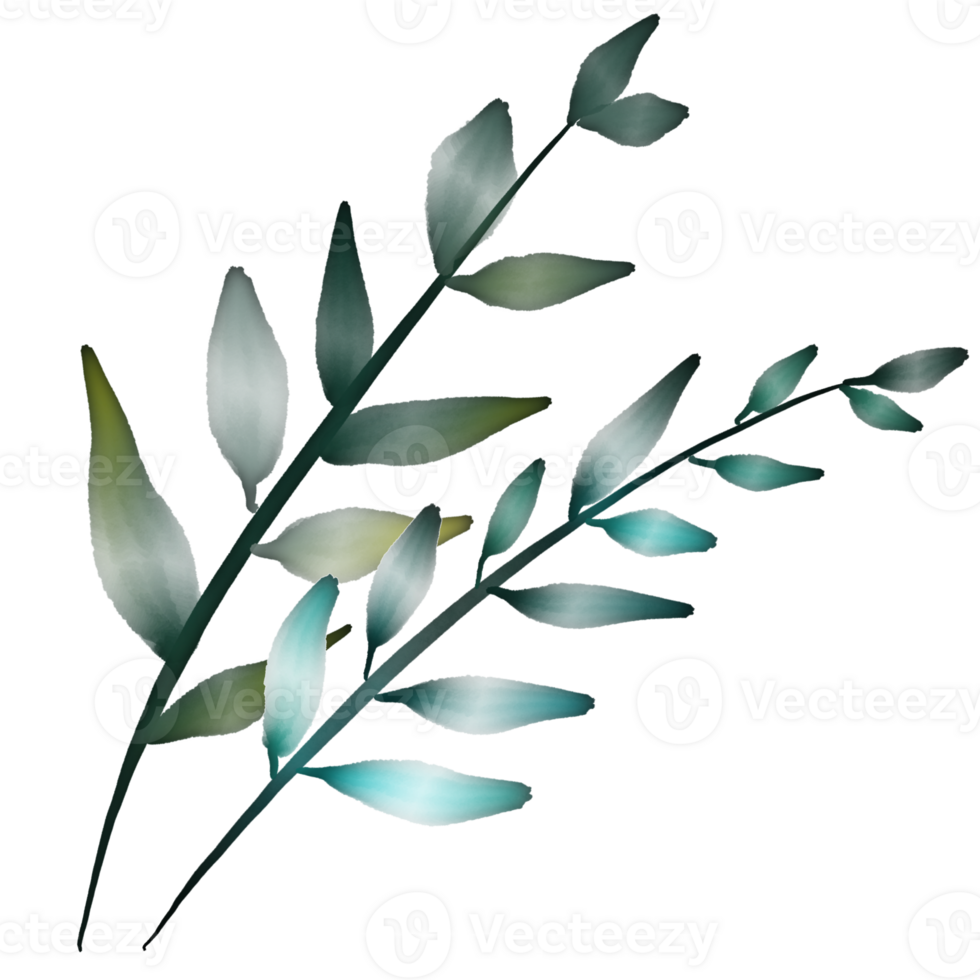 Watercolor Green and Blue Gradient Greenery png