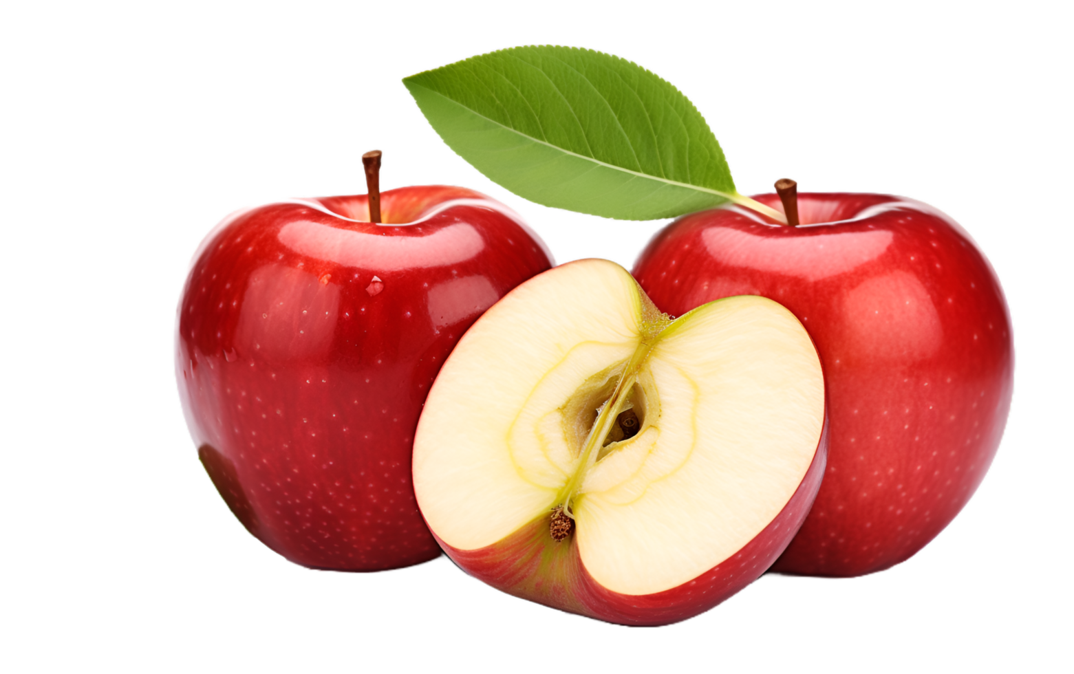 AI generated Apple and half of apple , apple slice isolated transparent background png