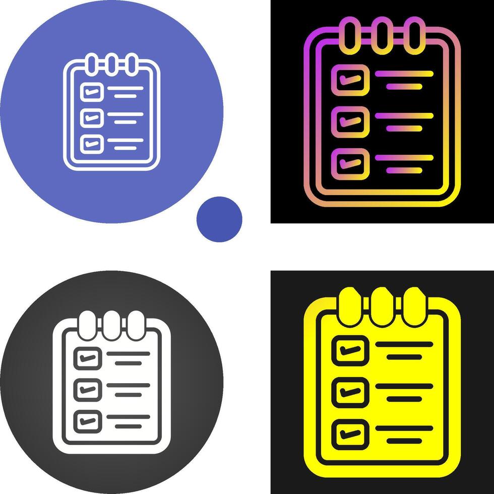 memorándum almohadilla con Lista de Verificación vector icono