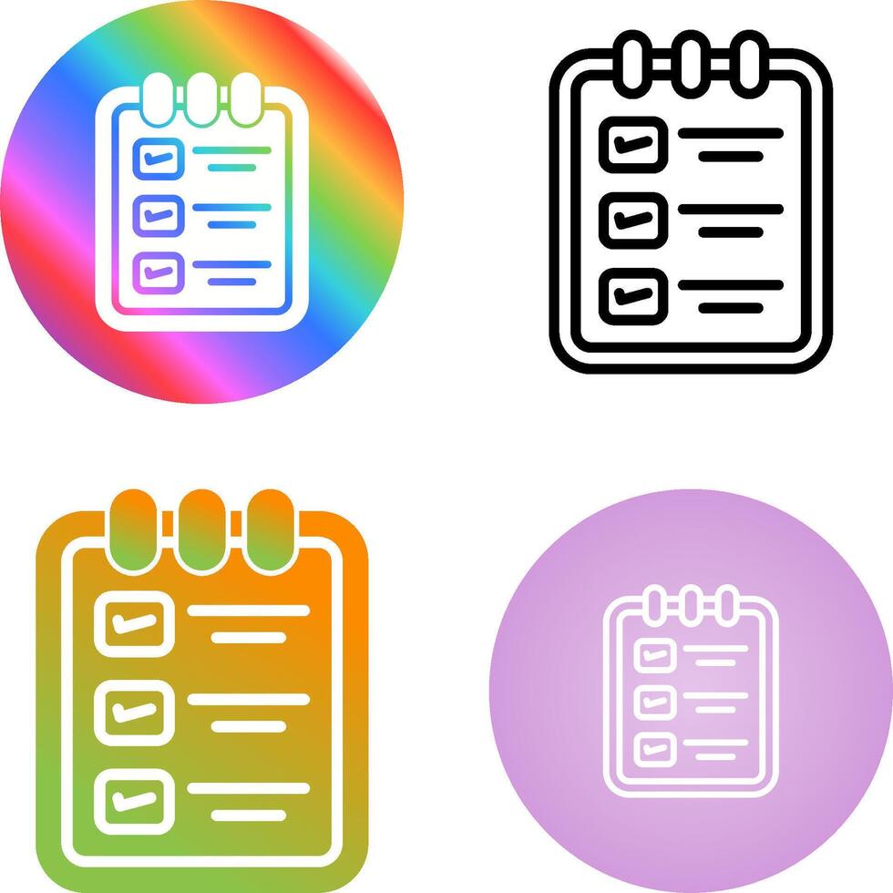 memorándum almohadilla con Lista de Verificación vector icono