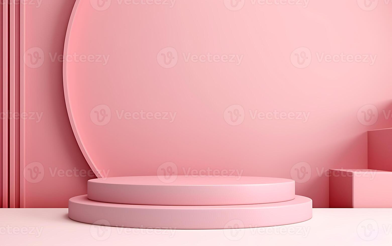 AI generated Abstract minimal scene with geometrical forms. Pink background. 3d render photo