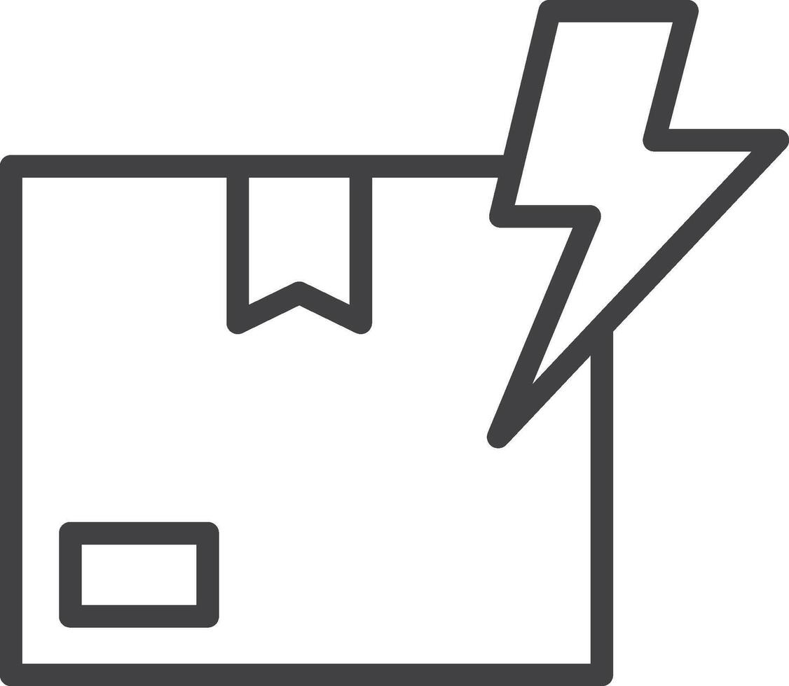 Delivery box vector icon with lightning bolt, fast shipping, drop shipping, power, line art flat icon