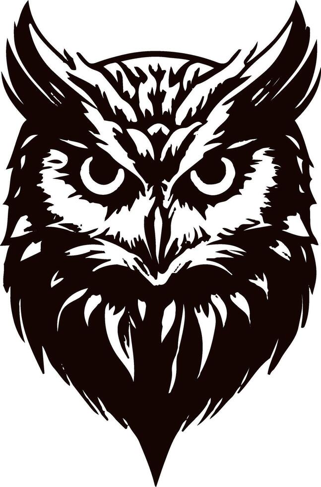 Cool simple black owl logo silhouette vector