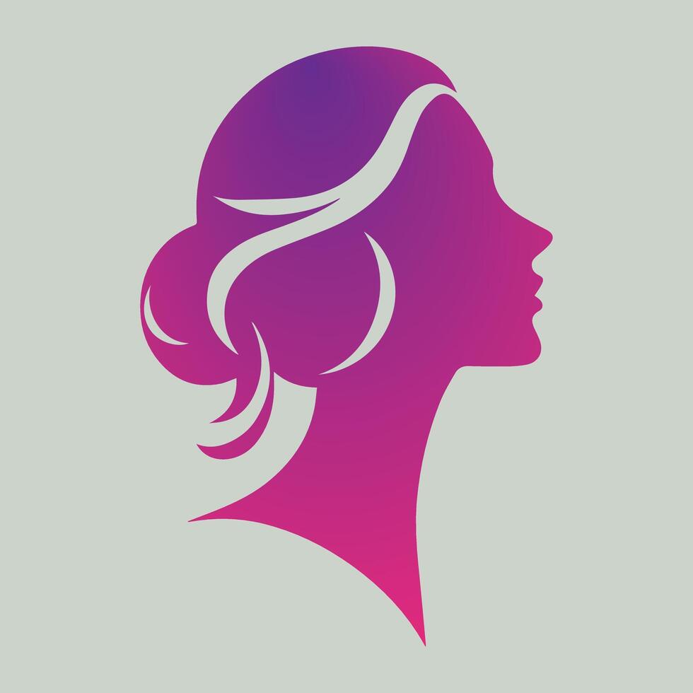 hermosa perfil de joven mujer logo vector