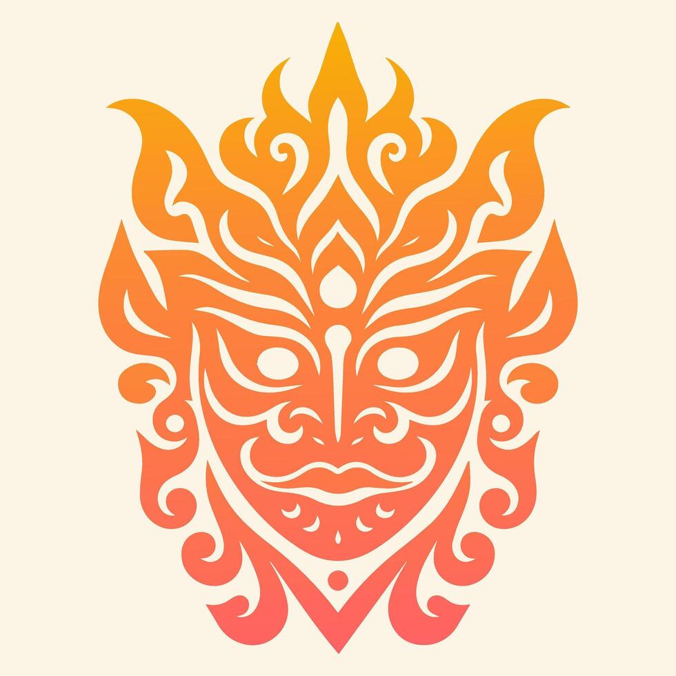 Pattern Illustration vector art of angry oni mask. Perfect for t-shirt design.
