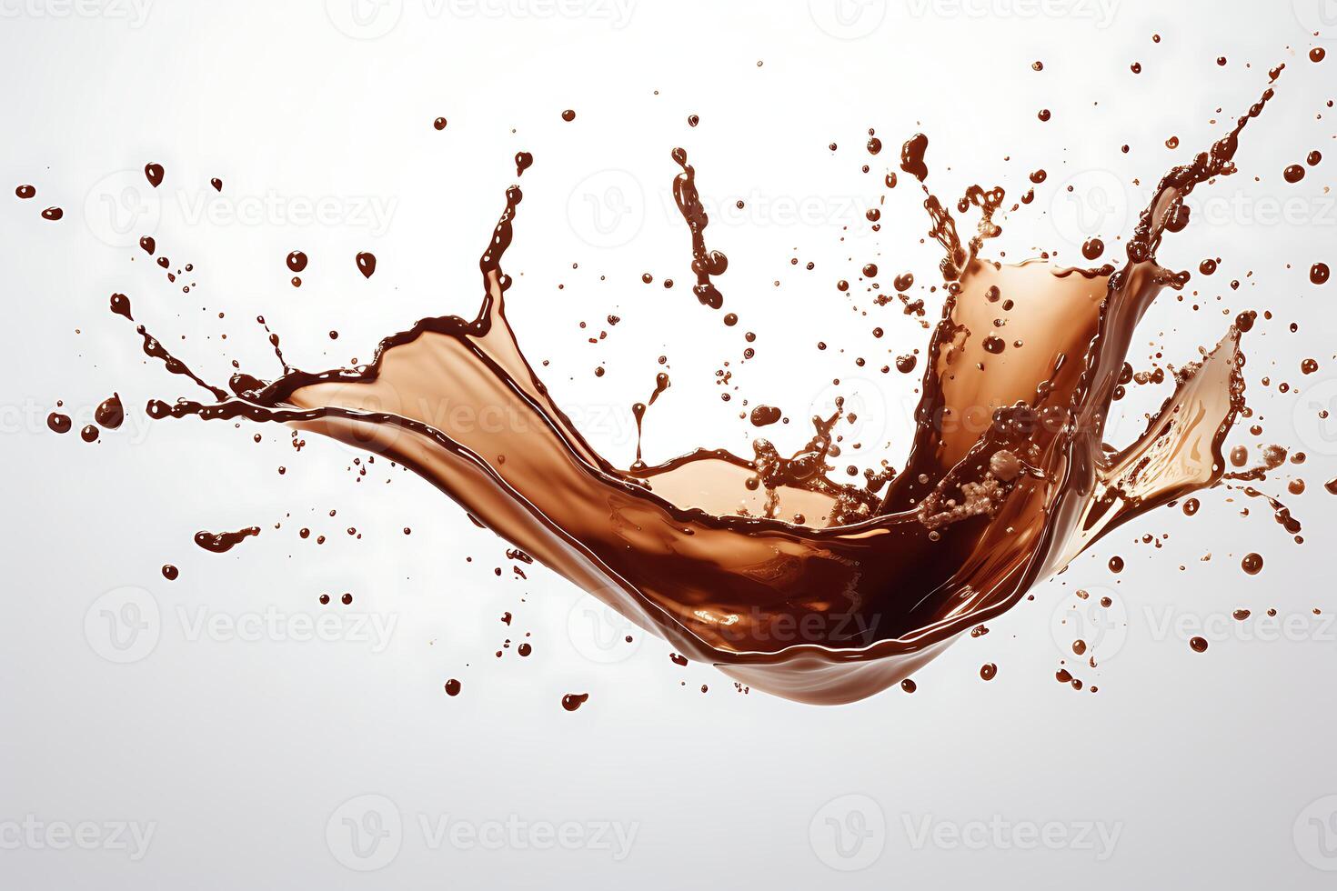 AI generated splash of chocolate on a white background. 3d rendering, 3d illustration. photo