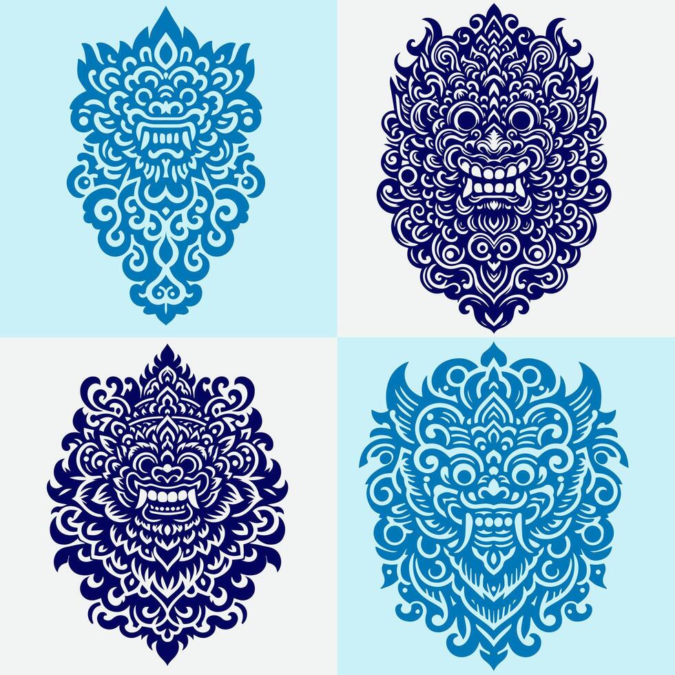 Illustration vector art of Barong Bali Illustration Pattern. Perfect for printing design.