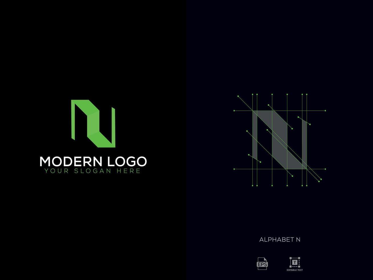 Alphabet N Modern Letter logo vector