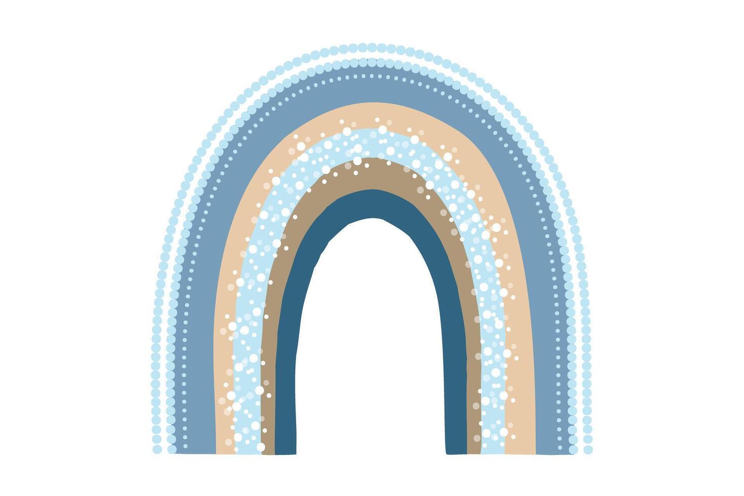 para niños arco iris en boho estilo linda ilustración en pastel azul colores. para niños habitación póster folleto vector