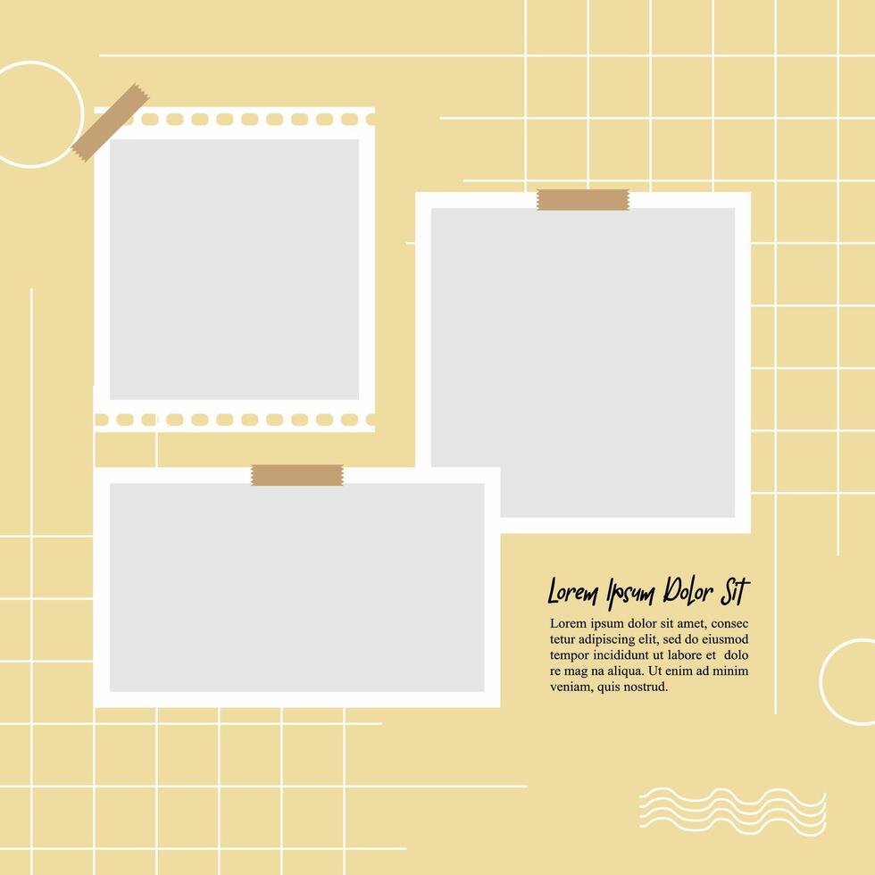 Pictures or photos frame collage abstract photo frames and digital photo wall template vector
