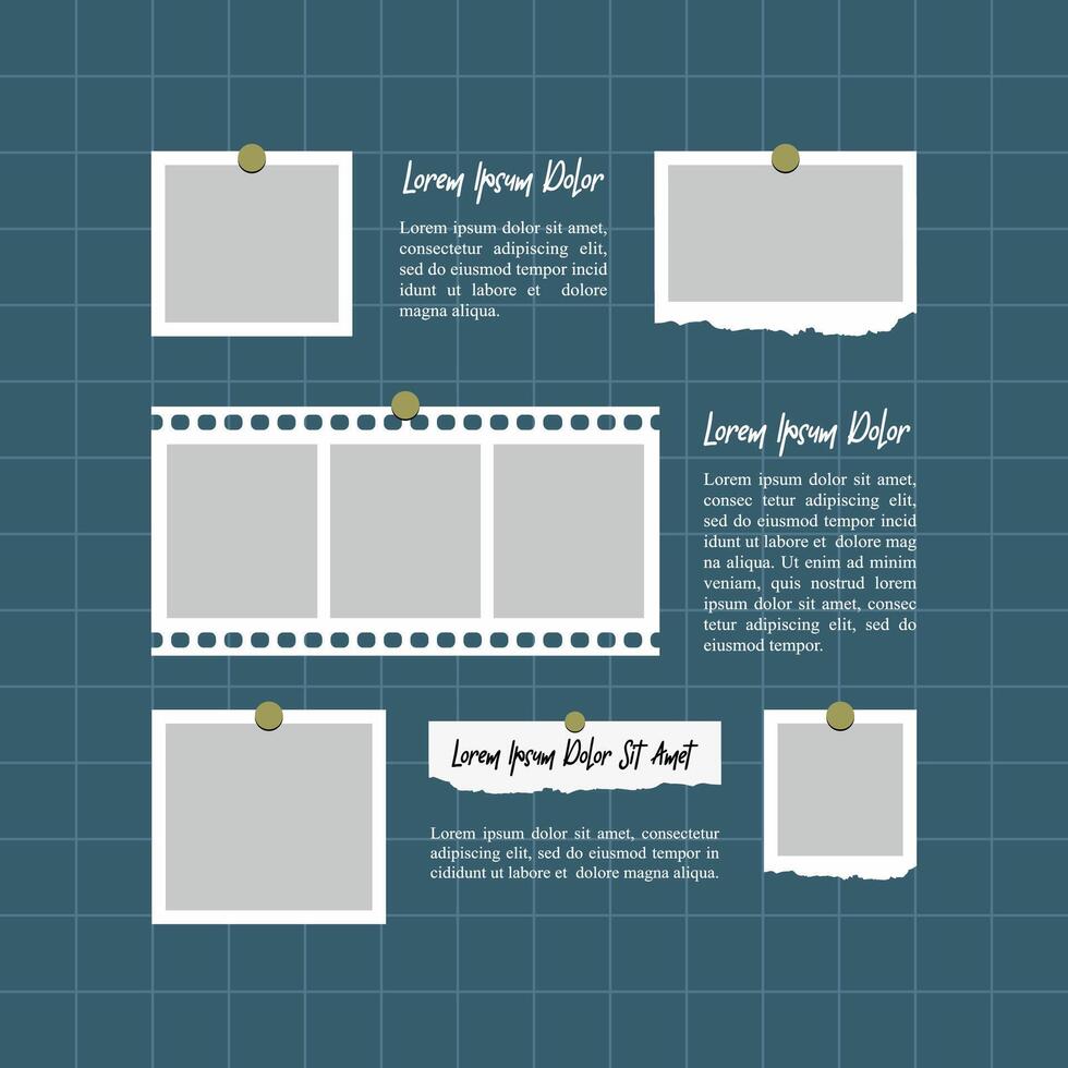 Pictures or photos frame collage abstract photo frames and digital photo wall template vector
