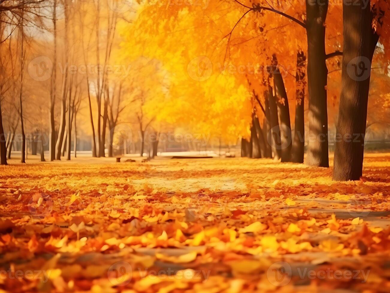 AI generated Autumn landscape with lake and trees in the park. Beautiful nature scene photo