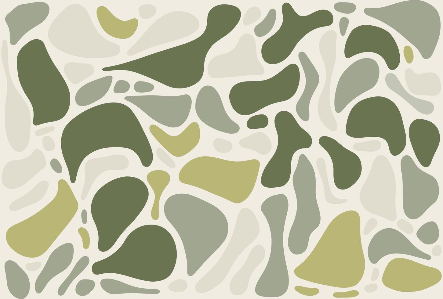 Gray and White Print That Has Four Leaves, in the Style of Organic Biomorphic Forms, Organic Flowing Forms, Light Green and Beige, Fluid Figures, Playful Shapes vector