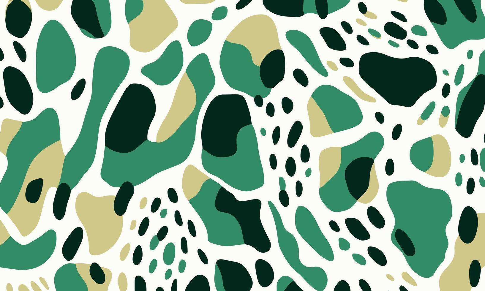 Seamless Pattern of Green and White Abstract Shapes, Resembling Spots or Leopard Print, With a Light White Background. The Design Incorporates Emerald Greens and Whites vector