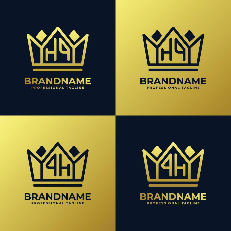 Letters HQ and QH Home King Logo Set, suitable for business with HQ and QH initials vector