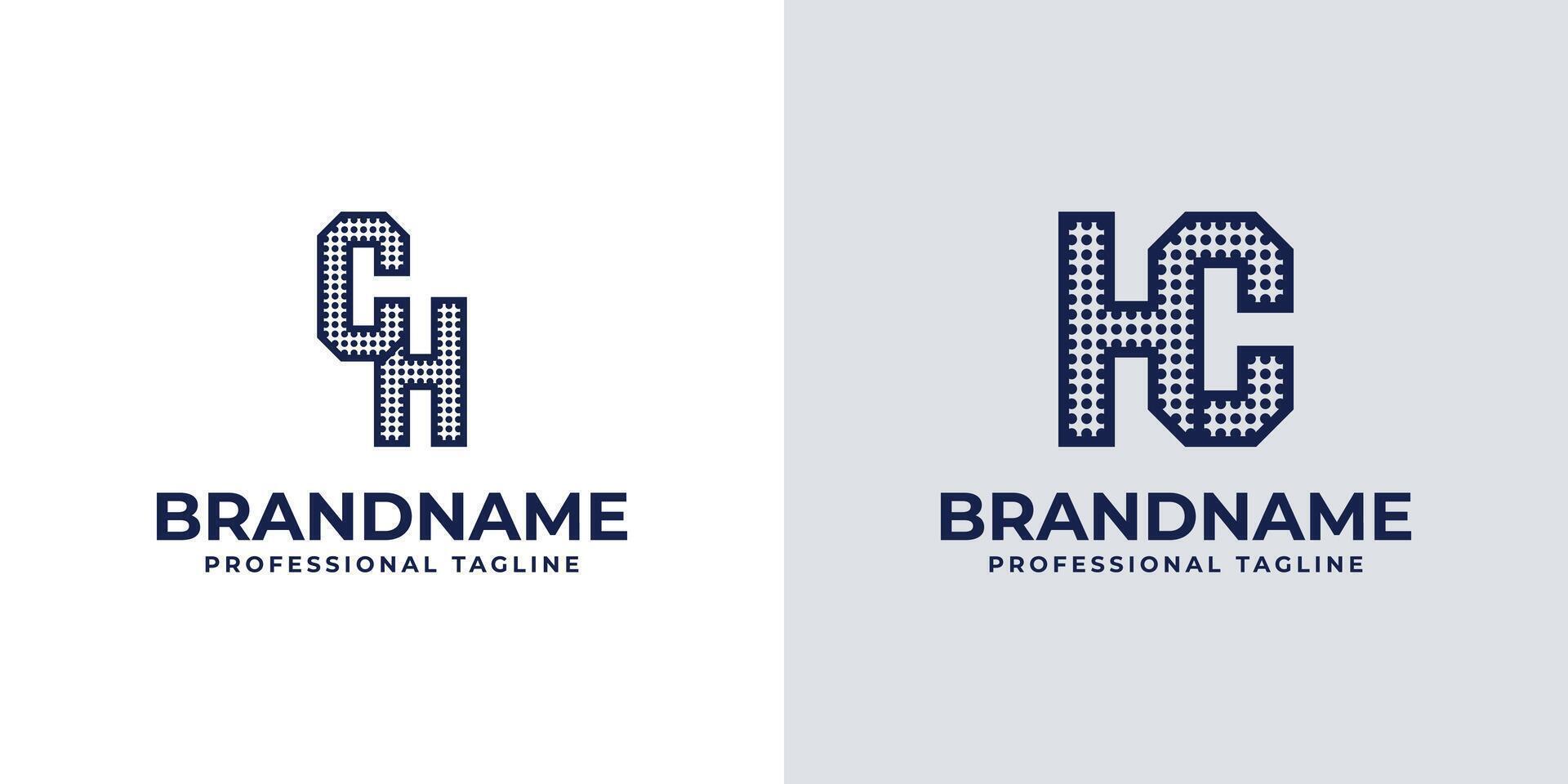 Letters CH and HC Dot Monogram Logo, Suitable for business with CH or HC initials vector