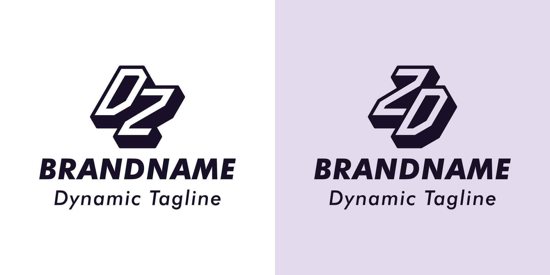 Letters DZ and ZD 3D Monogram Logo, Suitable for business with DZ or ZD initials vector