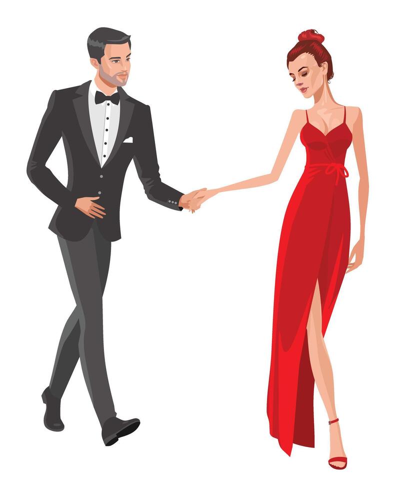 Man and Woman Walking Together for Dancing vector