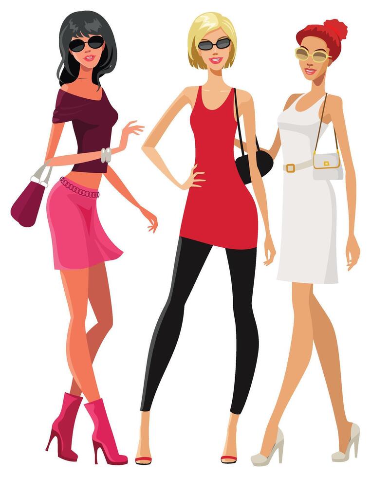 Attractive Female Models Pose Standing vector