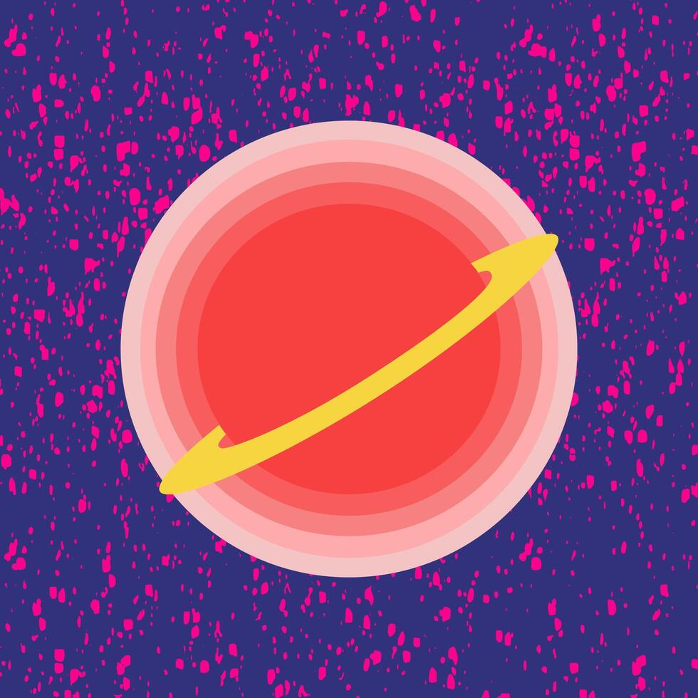 UFO give signal ray to the unnamed planet with pink background.  The vector is suitable to use for future illustration and technology poster background.