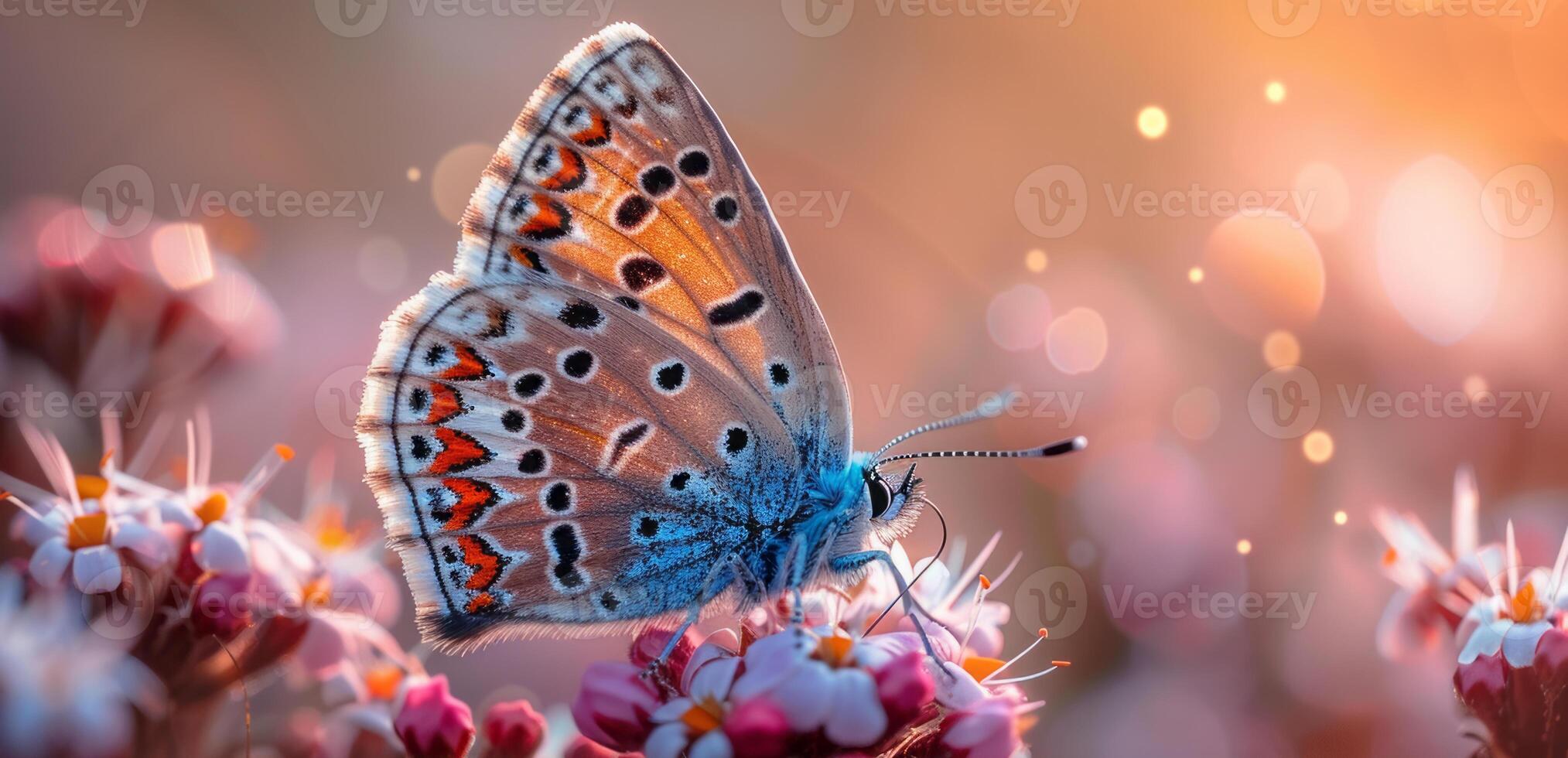 AI generated Spring Symphony. Flowers, insects and birds. photo