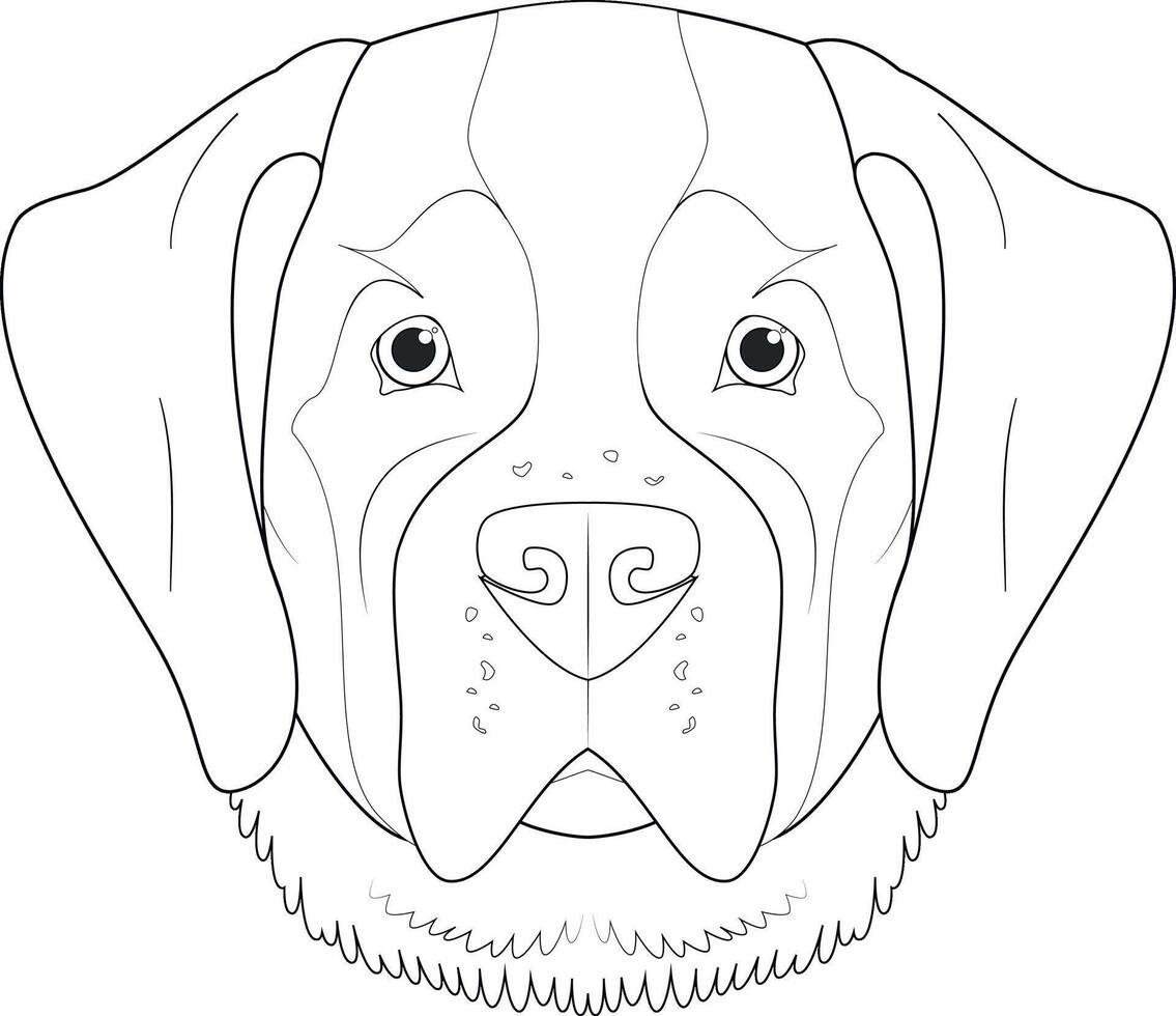 Saint Bernard dog easy coloring cartoon vector illustration. Isolated on white background