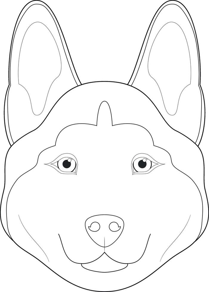Husky dog easy coloring cartoon vector illustration. Isolated on white background