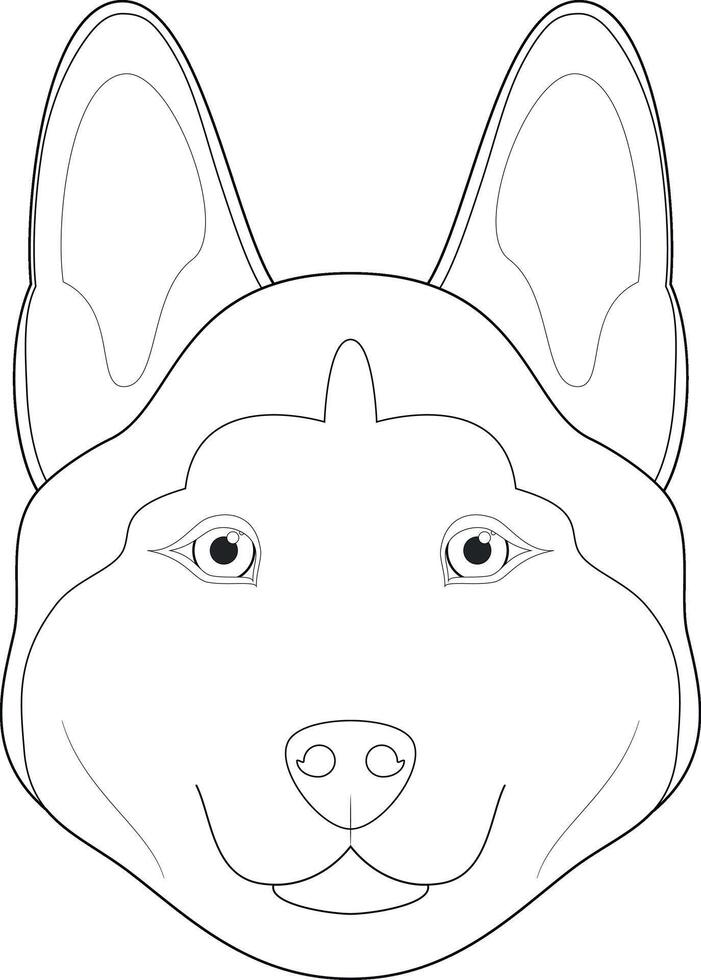 Husky dog easy coloring cartoon vector illustration. Isolated on white background