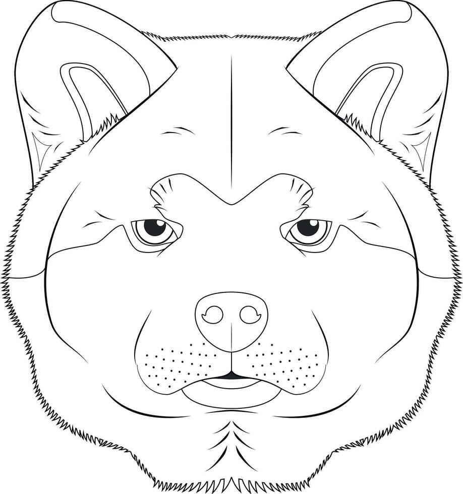 Akita Inu dog easy coloring cartoon vector illustration. Isolated on white background