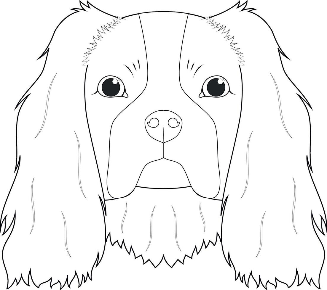 Cavalier King Charles Spaniel dog easy coloring cartoon vector illustration. Isolated on white background