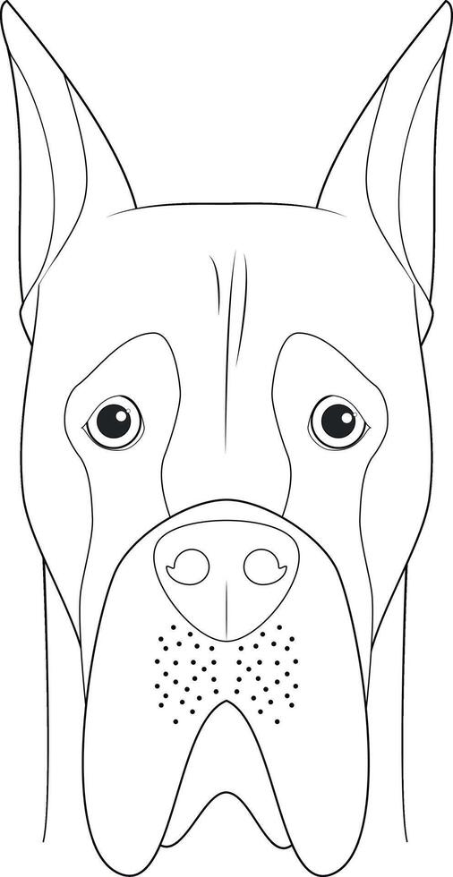 genial danés perro fácil colorante dibujos animados vector ilustración. aislado en blanco antecedentes