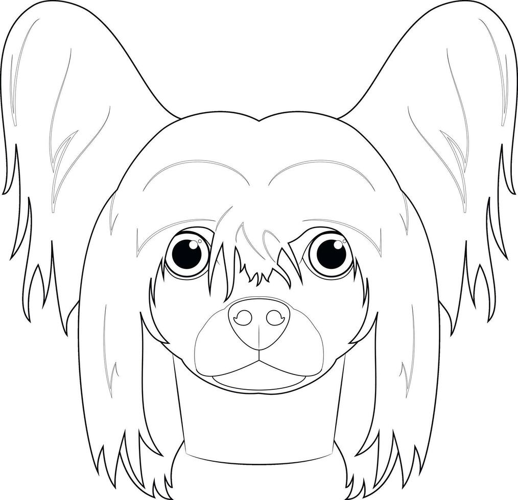 Chinese Crested dog easy coloring cartoon vector illustration. Isolated on white background