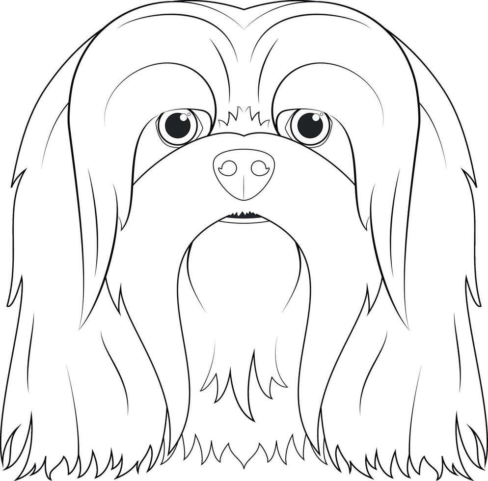 lhasa apso perro fácil colorante dibujos animados vector ilustración. aislado en blanco antecedentes