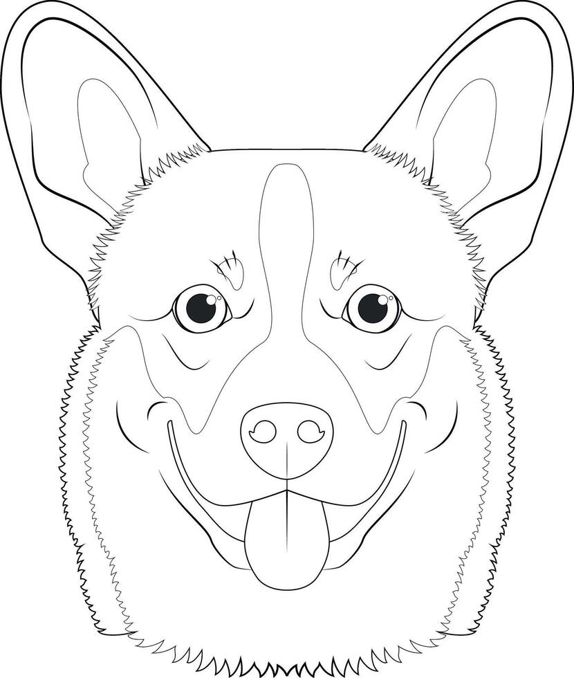 pembroke galés corgi perro fácil colorante dibujos animados vector ilustración. aislado en blanco antecedentes