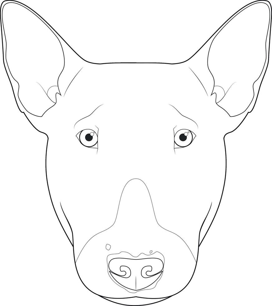 Bull Terrier dog easy coloring cartoon vector illustration. Isolated on white background