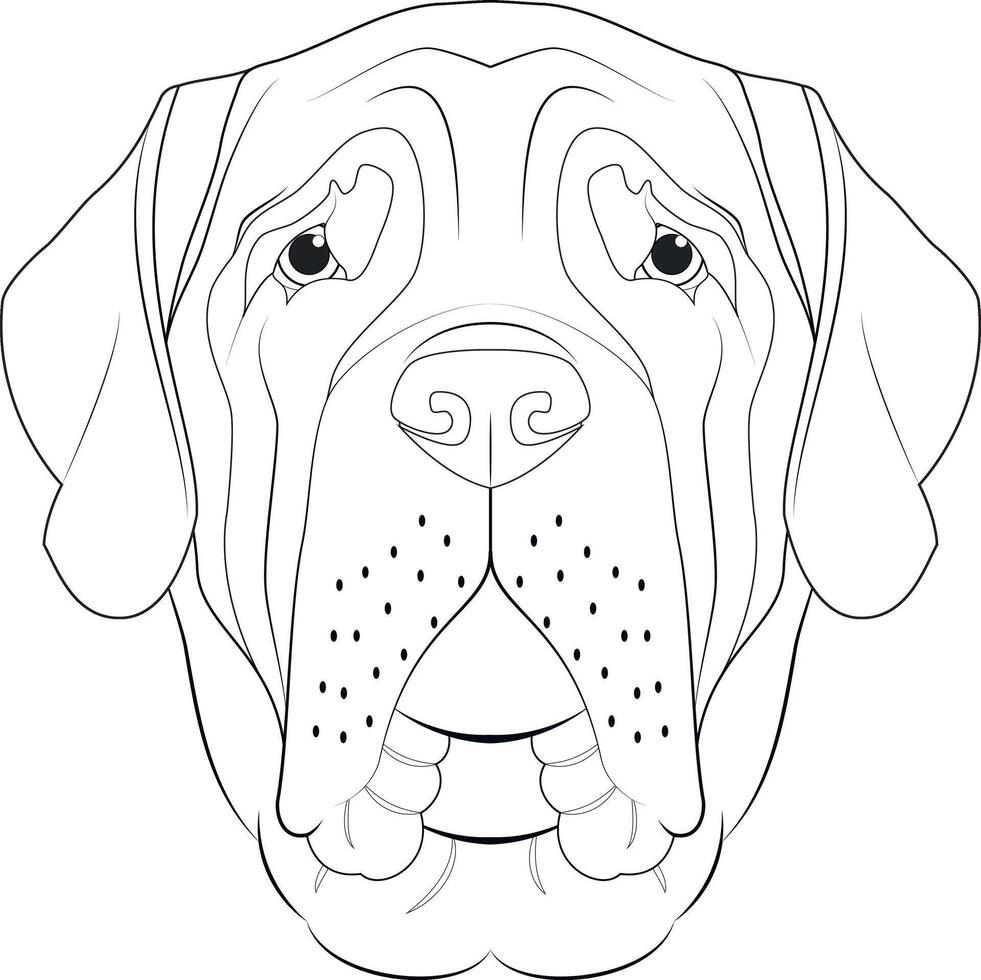 English Mastiff dog easy coloring cartoon vector illustration. Isolated on white background