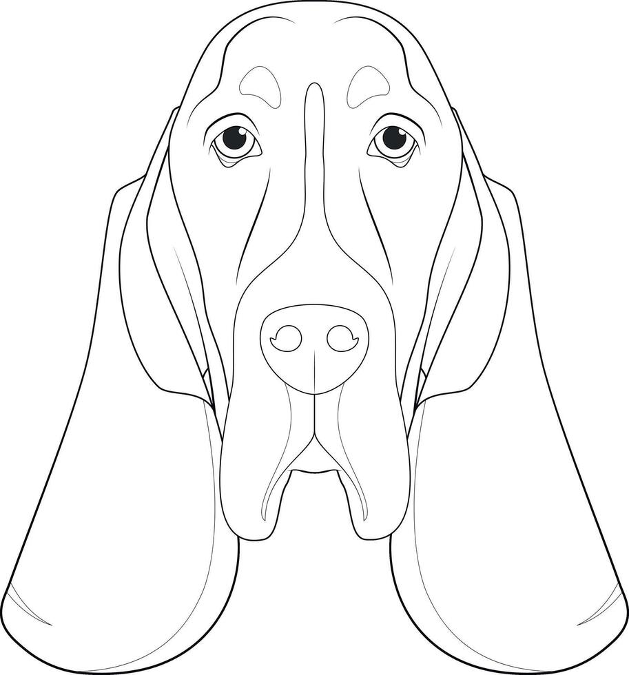Basset Hound dog easy coloring cartoon vector illustration. Isolated on white background