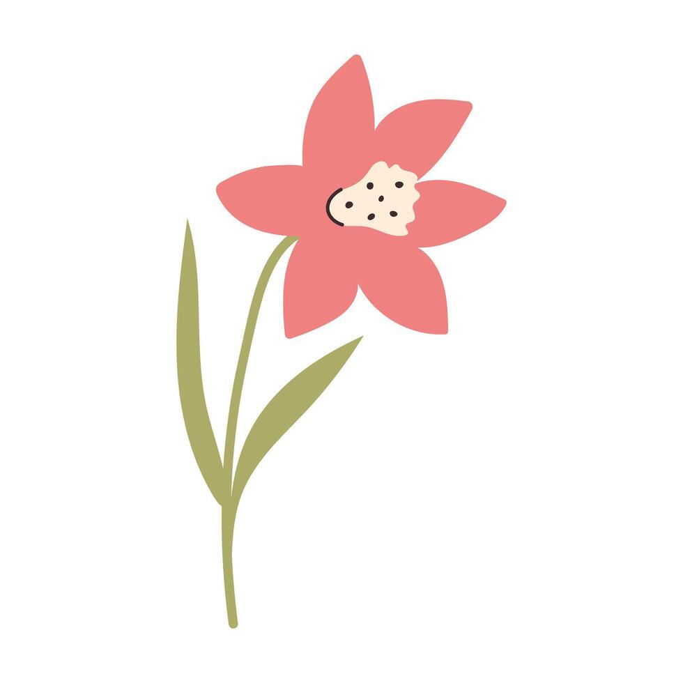 Simple Abstract hand drawn Flower. Spring or summer Doodle Botanical Nature element. vector