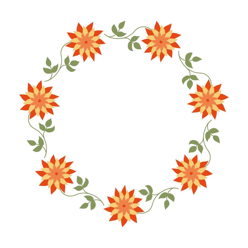 flores hermosa guirnalda. verano elegante floral mano dibujado circulo marco. minimalista diseño para primavera invitación o saludo tarjetas con vacío sitio para texto. vector