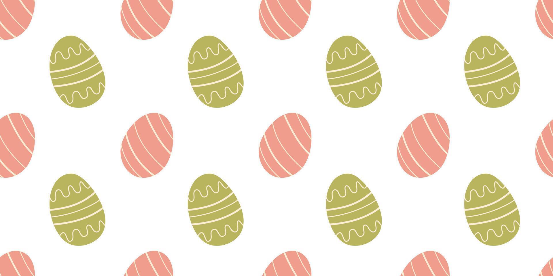 Easter Eggs minimalist seamless pattern background. Simple hand drawn vector design with decorated holiday eggshell. Backdrop for fabrics, wrapping or wallpapers.