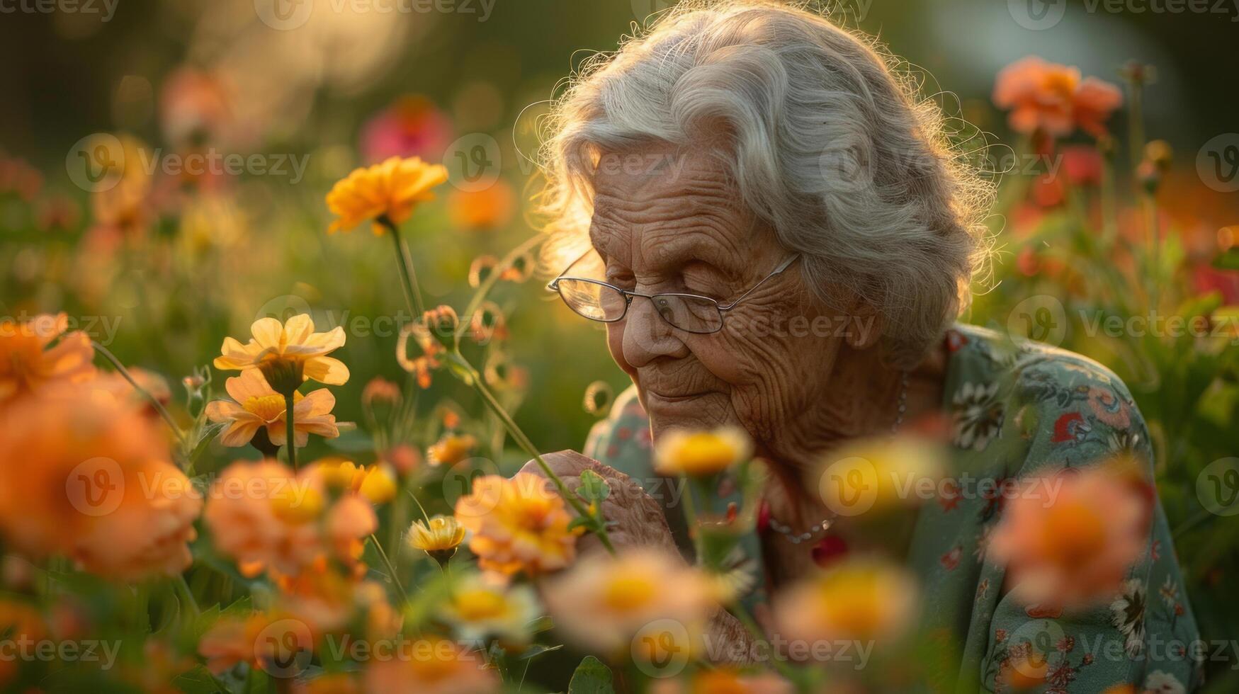 AI generated Grandma's garden, spring flowers. photo