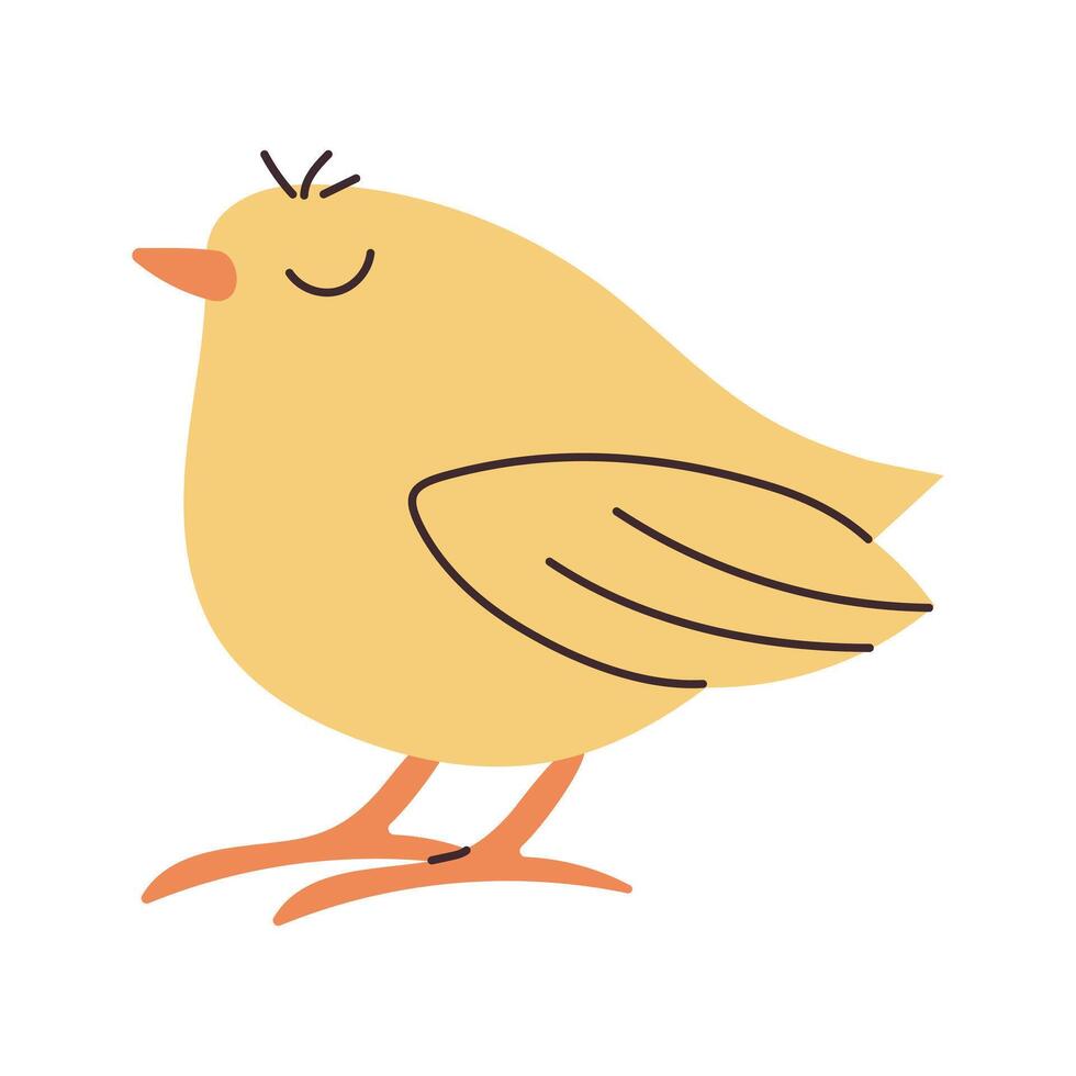 Doodle of cute kawaii bird isolated on white background. Hand drawn vector illustration in hand drawn style.