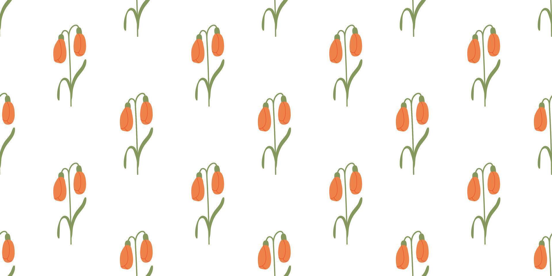 Flower seamless Pattern on white background. Spring floral repeating design for print. Flat summer vector texture. Botanical minimalistic ornament. Nature background for textile and wrapping.