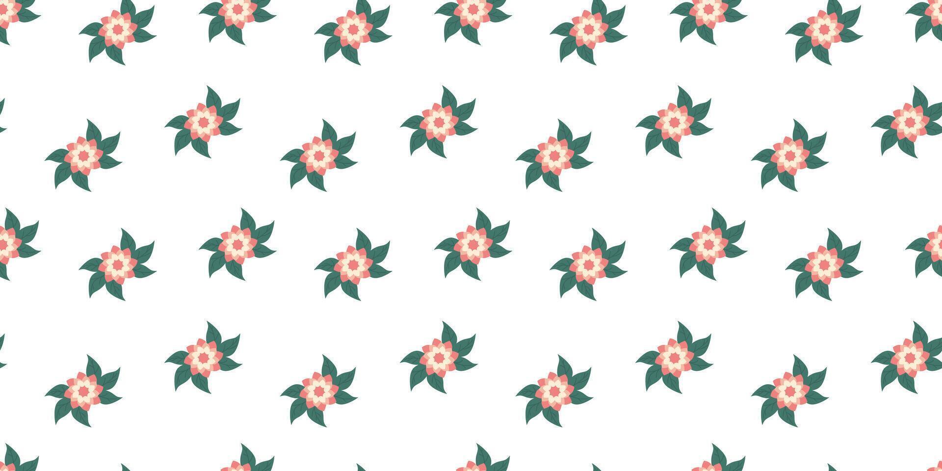 Flower seamless Pattern on white background. Spring floral repeating design for print. Flat summer vector texture. Botanical minimalistic ornament. Nature background for textile and wrapping