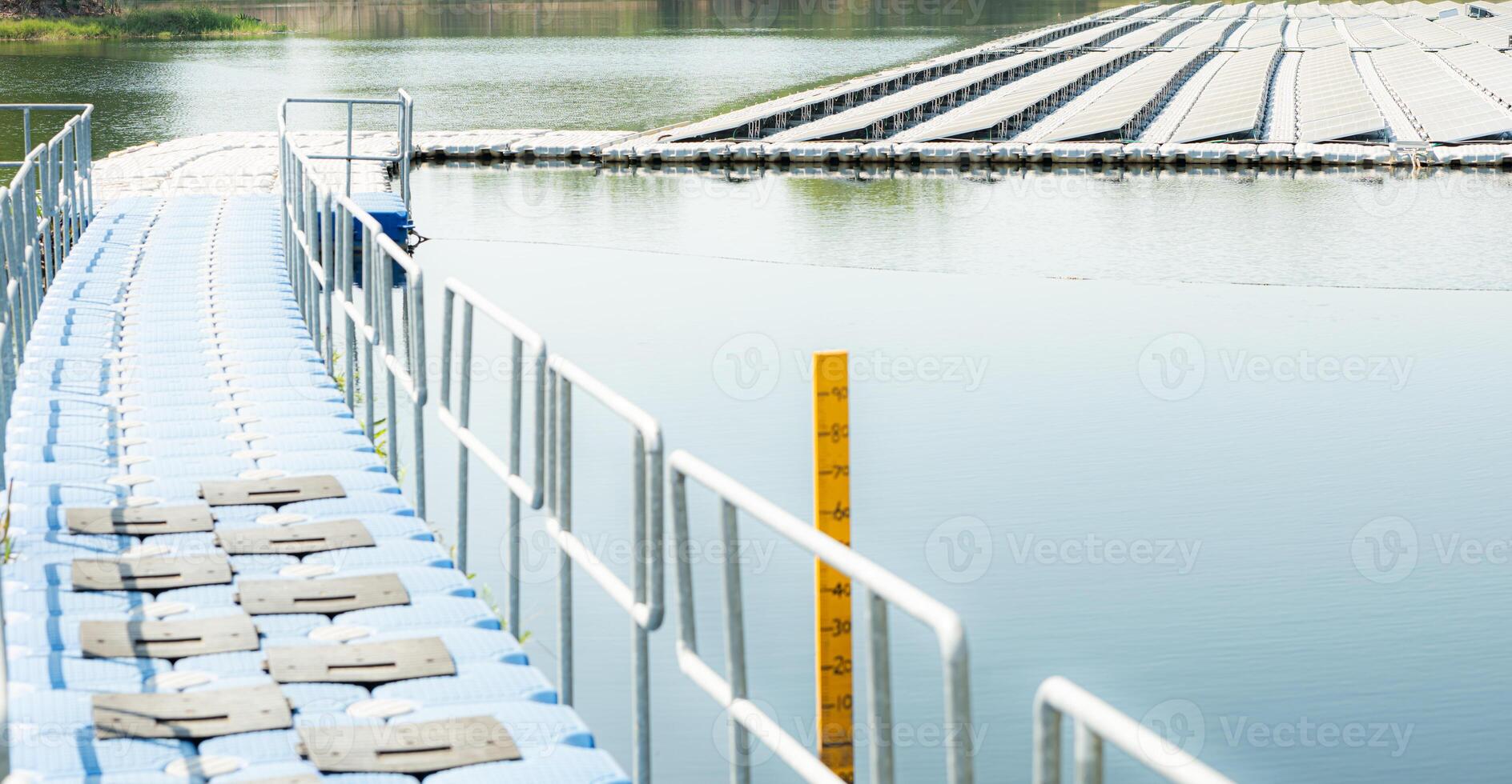 Floating solar panels in Thailand, Provide clean natural energy from sunshine. photo